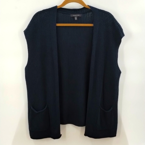 Grade & Gather open sleeveless sweater cardigan pockets medium large 100% cotton - Picture 1 of 6